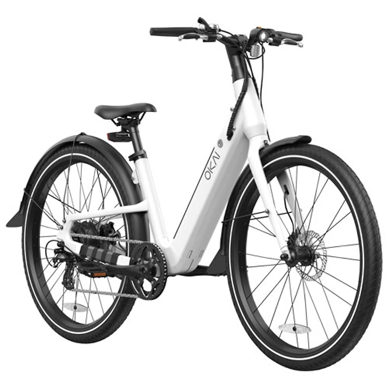 OKAI Stride 500W Step-Through Electric City Bike with up to 64km Battery Life - White