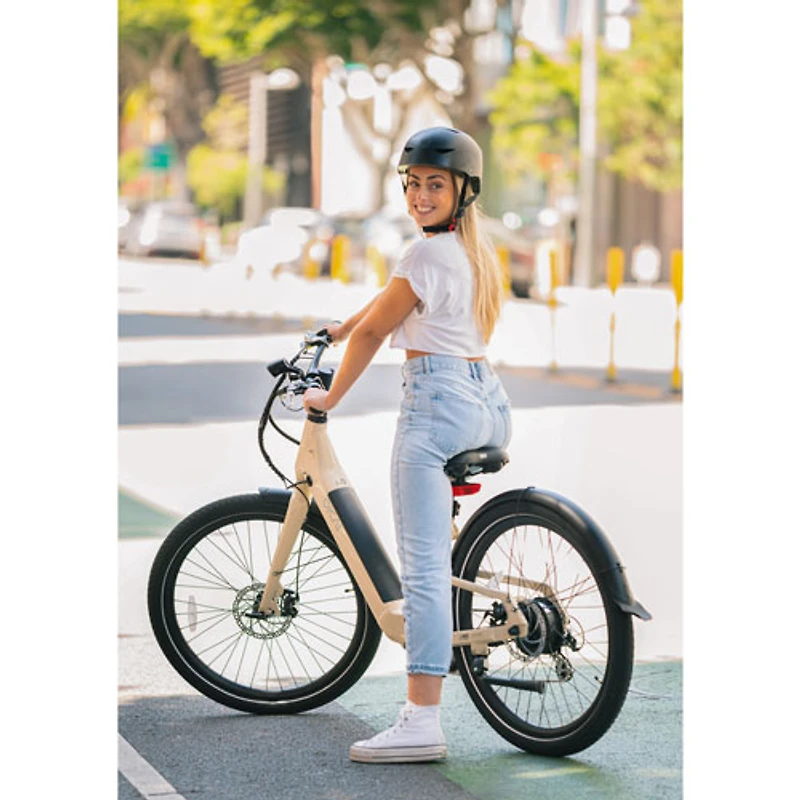 OKAI Stride 500W Step-Through Electric City Bike with up to 64km Battery Life - White