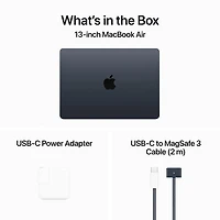 MacBook Air 13 po + Touch ID d'Apple (2024) - Minuit (puce M3 d'Apple/SSD 512 Go/RAM 8 Go) - Anglais