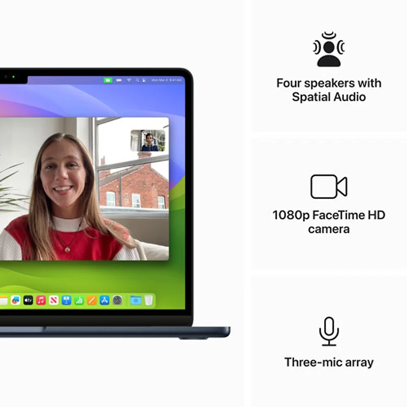 MacBook Air 13 po + Touch ID d'Apple (2024) - Minuit (puce M3 d'Apple/SSD 512 Go/RAM 8 Go) - Anglais