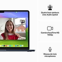 MacBook Air 13 po + Touch ID d'Apple (2024) - Minuit (puce M3 d'Apple/SSD 512 Go/RAM 8 Go) - Anglais