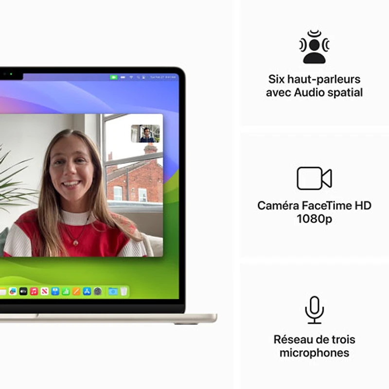 MacBook Air de 15 po avec Touch ID d'Apple (2024) - Comète (puce M3 d'Apple/SSD 256 Go/RAM 8 Go) - Français