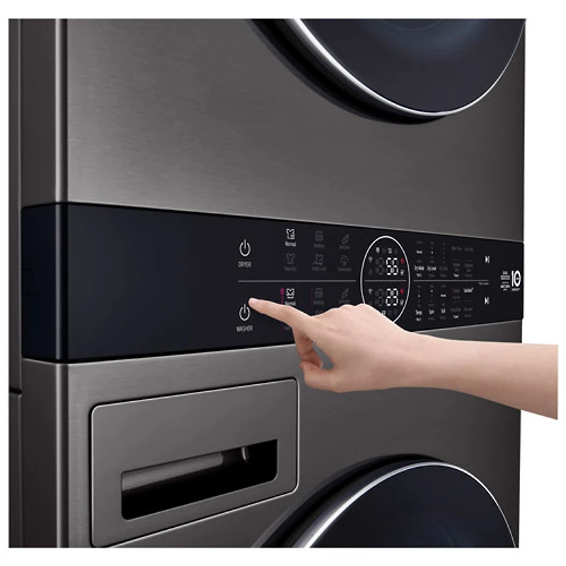 Duo WashTower avec laveuse électrique 5 pi³ et sécheuse de 7,8 pi³ HeatPump de LG (WKHC252HBA) - Acier noir