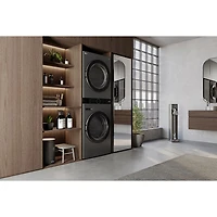 LG WashTower 5 Cu. Ft. Electric Washer & 7.8 Cu. Ft. Heat Pump Dryer Laundry Centre (WKHC252HBA) - Black Steel