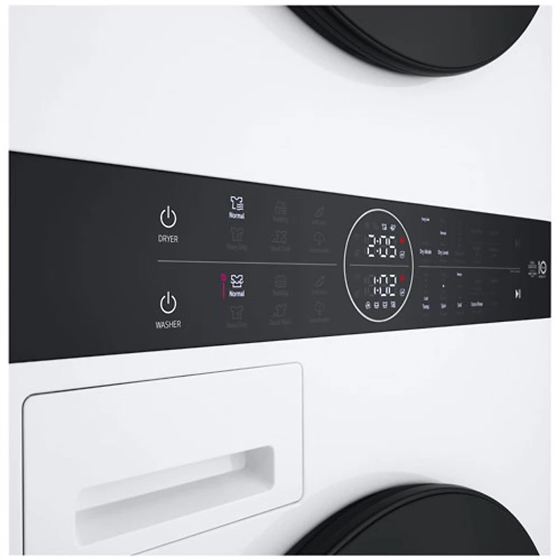 Duo laveuse à chargement frontal de 2,8 pi³ et sécheuse à thermopompe de 4,2 pi³ WashTower de LG (WKHC152HWA) - Blanc