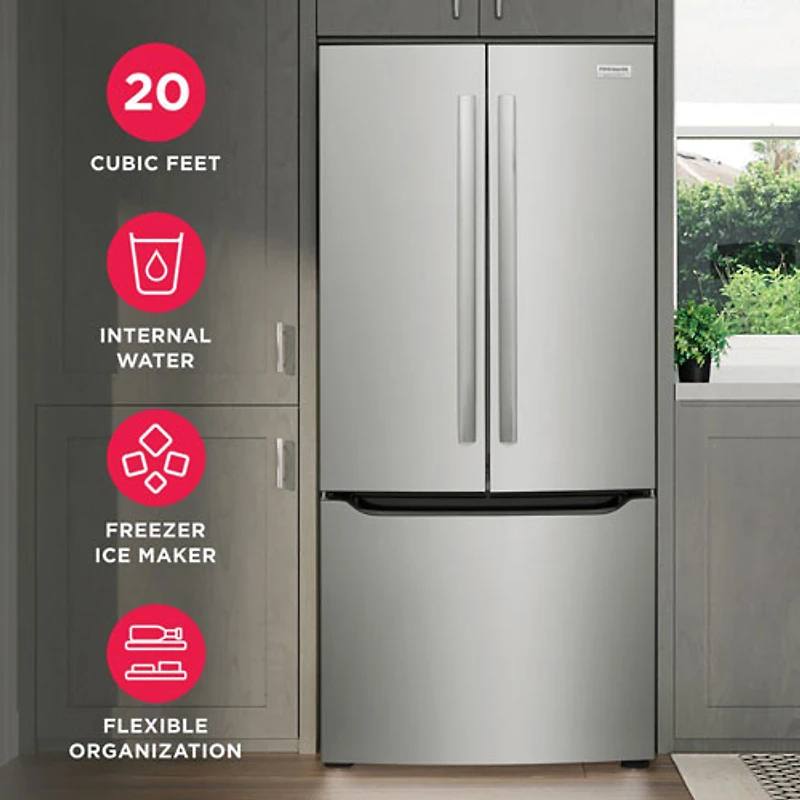 Réfrigérateur à deux portes 20 pi³ 30 po avec distributeur d'eau Gallery de Frigidaire (GRFN2023AF) - Acier inoxydable