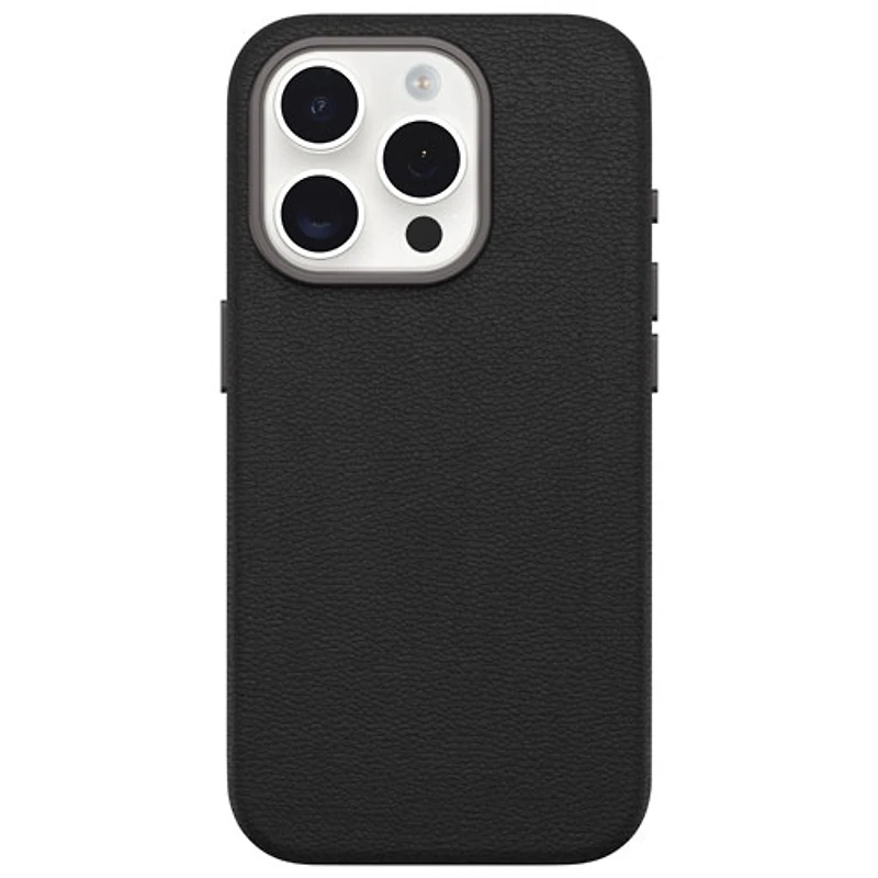 OtterBox Symmetry Cactus Leather Fitted Hard Shell Case for iPhone 15 Pro - Black