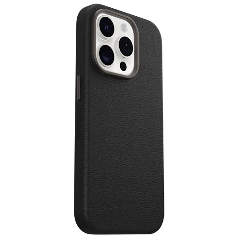 OtterBox Symmetry Cactus Leather Fitted Hard Shell Case for iPhone 15 Pro - Black