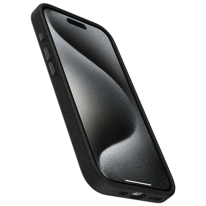 OtterBox Symmetry Cactus Leather Fitted Hard Shell Case for iPhone 15 Pro - Black
