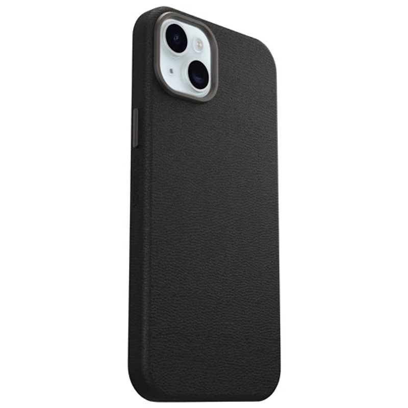 OtterBox Symmetry Cactus Leather Fitted Hard Shell Case for iPhone 15 Plus - Black