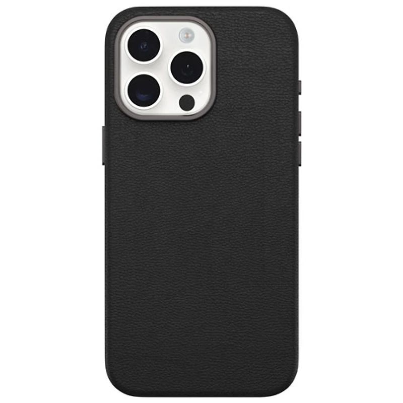 OtterBox Symmetry Cactus Leather Fitted Hard Shell Case for iPhone 15 Pro Max - Black