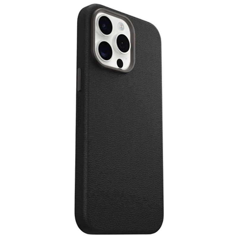 OtterBox Symmetry Cactus Leather Fitted Hard Shell Case for iPhone 15 Pro Max - Black