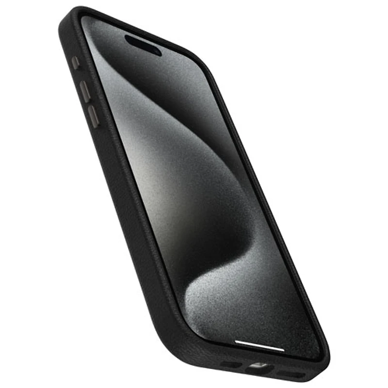 OtterBox Symmetry Cactus Leather Fitted Hard Shell Case for iPhone 15 Pro Max - Black