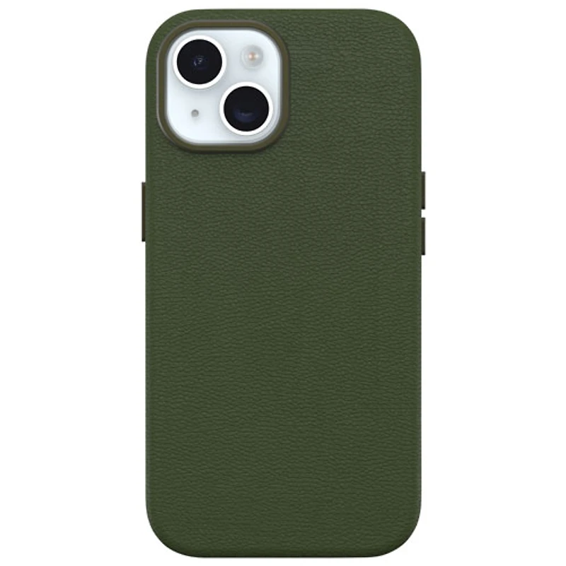 Étui rigide ajusté en cuir de cactus Symmetry d'OtterBox pour iPhone 15 - Vert