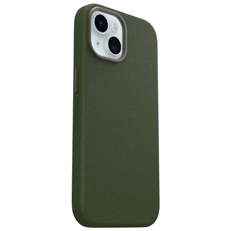 Étui rigide ajusté en cuir de cactus Symmetry d'OtterBox pour iPhone 15 - Vert