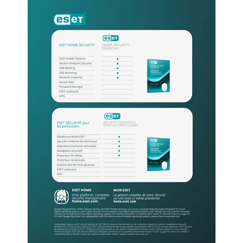 ESET Home Security Essential (PC/Mac) - 3 appareils - 1 an