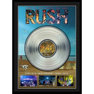 Frameworth - Rush : Toile encadrée avec disque de platine de la tournée du 40e anniversaire