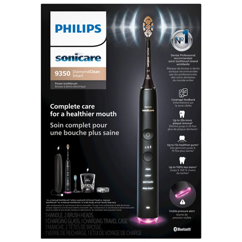 Brosse à dents électrique intelligente SoniCare DiamondClean 9350 de Philips (HX9902/76) - Noir