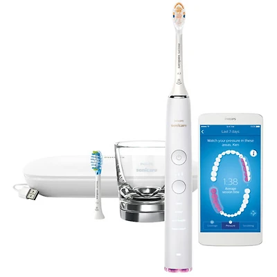 Brosse à dents électrique intelligente SoniCare DiamondClean 9350 de Philips (HX9902/74) - Blanc