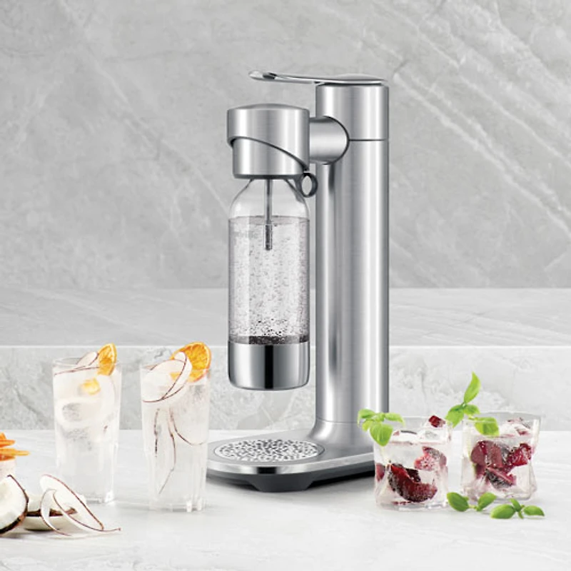 Machine à boissons pétillantes de 1 L InFizz Aqua de Breville avec bombonne de CO2 et brosse à bouteille - Acier inoxydable