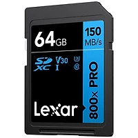 Carte mémoire SDXC Blue de 150 Mo/s et 64 Go de Lexar - Paquet de 2