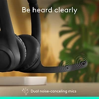Casque d'écoute sans fil Bluetooth Zone 300 avec microphone à suppression du bruit de Logitech - Graphite