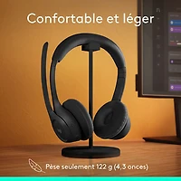 Casque d'écoute sans fil Bluetooth Zone 300 avec microphone à suppression du bruit de Logitech - Graphite