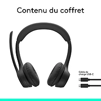 Casque d'écoute sans fil Bluetooth Zone 300 avec microphone à suppression du bruit de Logitech - Graphite