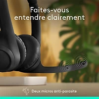 Casque d'écoute sans fil Bluetooth Zone 300 avec microphone à suppression du bruit de Logitech - Graphite