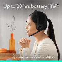 Casque d'écoute sans fil Bluetooth Zone 300 avec microphone à suppression du bruit de Logitech - Graphite