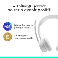 Casque d'écoute sans fil Bluetooth Zone 300 avec microphone à suppression du bruit de Logitech - Blanc cassé