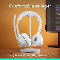Casque d'écoute sans fil Bluetooth Zone 300 avec microphone à suppression du bruit de Logitech - Blanc cassé
