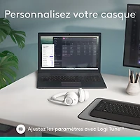 Casque d'écoute sans fil Bluetooth Zone 300 avec microphone à suppression du bruit de Logitech - Blanc cassé