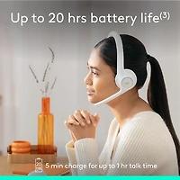 Casque d'écoute sans fil Bluetooth Zone 300 avec microphone à suppression du bruit de Logitech - Blanc cassé
