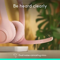 Casque d'écoute sans fil Bluetooth Zone 300 avec microphone à suppression du bruit de Logitech - Rose