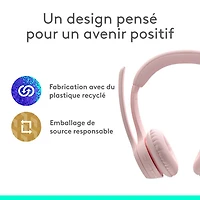Casque d'écoute sans fil Bluetooth Zone 300 avec microphone à suppression du bruit de Logitech - Rose
