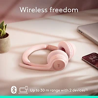 Casque d'écoute sans fil Bluetooth Zone 300 avec microphone à suppression du bruit de Logitech - Rose