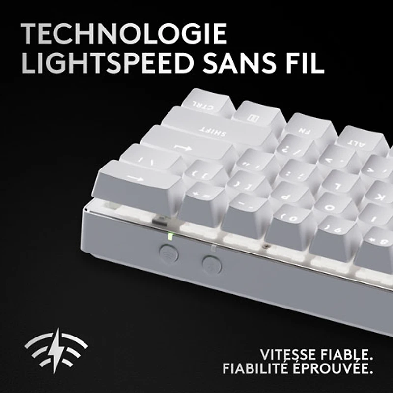 Clavier de jeu sans fil rétroéclairé à touches tactiles optiques GX PRO X 60 LIGHTSPEED de Logitech - Blanc - Anglais