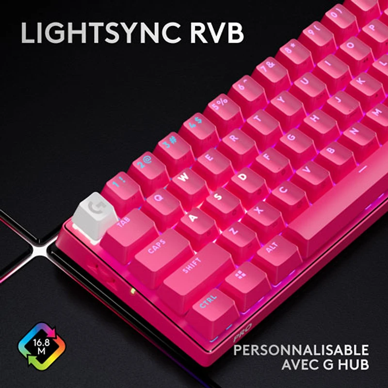 Logitech PRO X 60 LIGHTSPEED Wireless Backlit Mechanical GX Optical Linear Gaming Keyboard - Magenta - En
