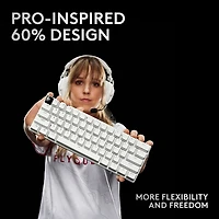 Clavier de jeu sans fil rétroéclairé à touches linéaires optiques GX PRO X 60 LIGHTSPEED de Logitech - Blanc - Anglais
