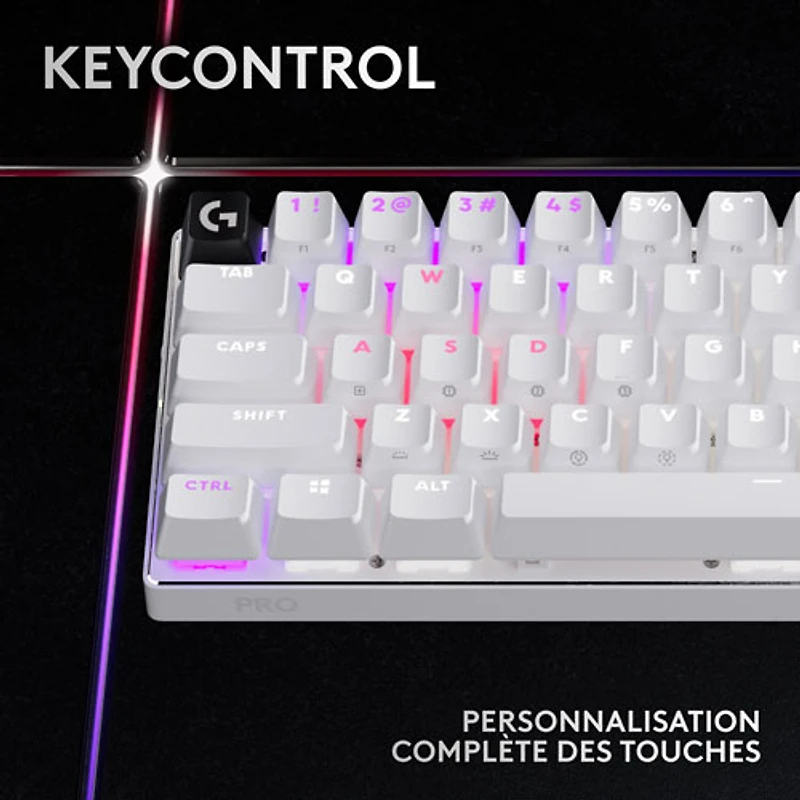 Clavier de jeu sans fil rétroéclairé à touches linéaires optiques GX PRO X 60 LIGHTSPEED de Logitech - Blanc - Anglais