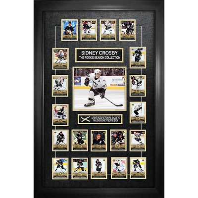 Frameworth Penguins de Pittsburgh : Photo encadrée de Sidney Crosby avec collage de cartes de hockey et morceau de filet de la saison 2005-2006