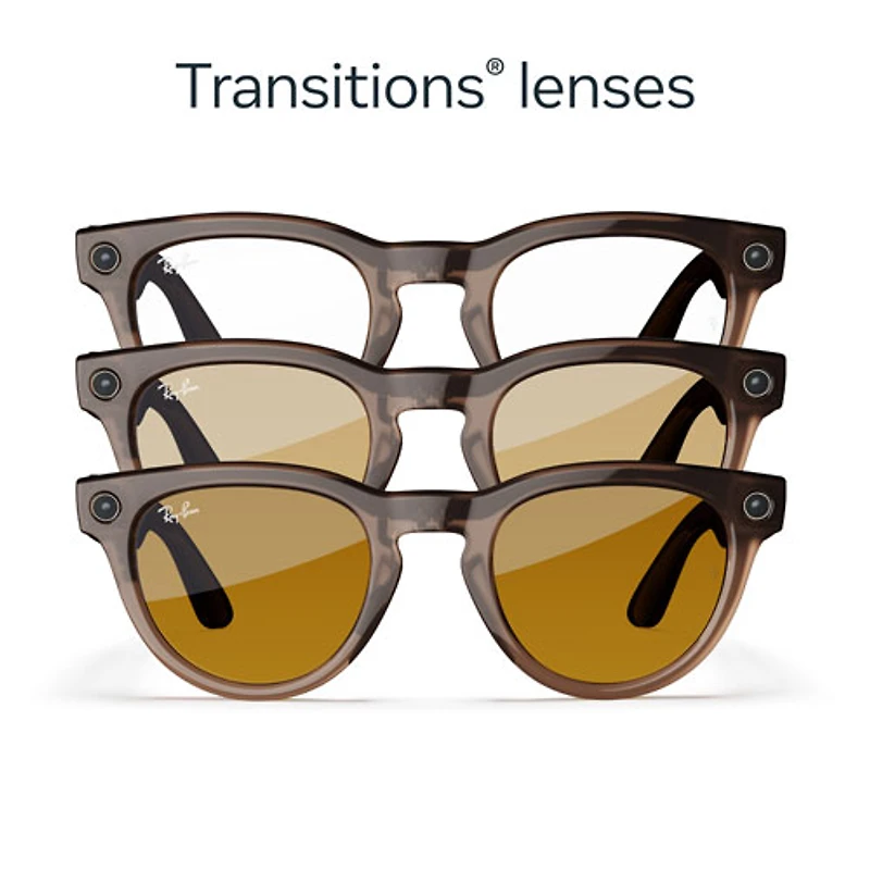 Lunettes Headliner (1re génération) de Ray-Ban | Meta avec IA, photo, vidéo, audio et messagerie - Pierre chaude/Transitions