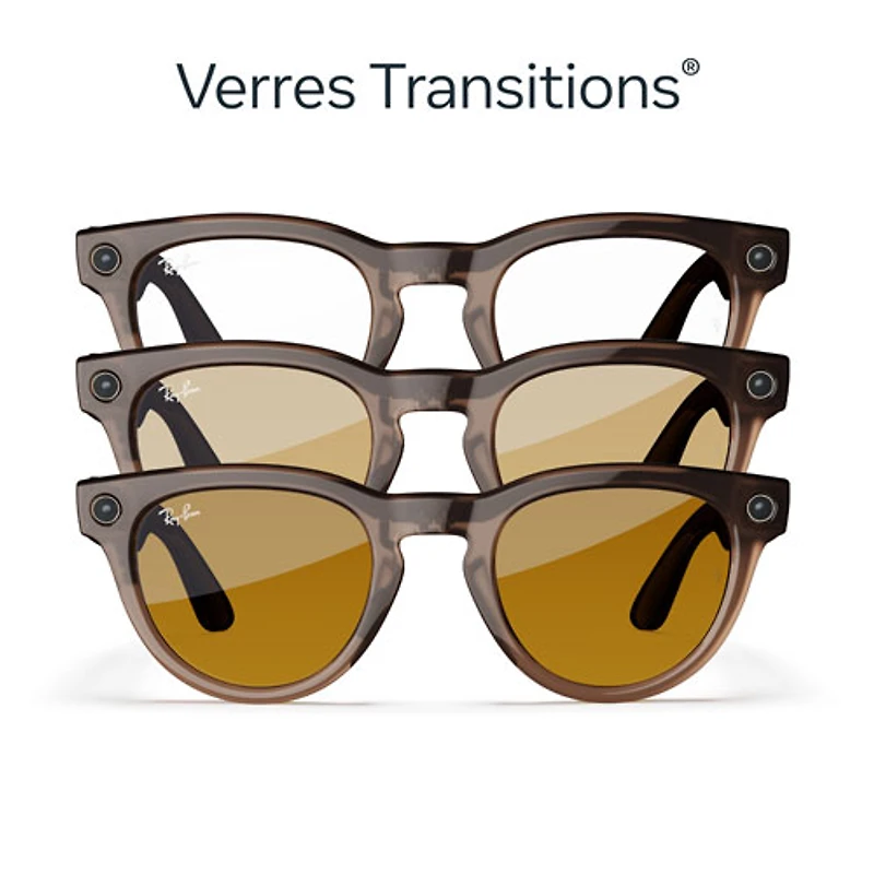 Ray-Ban | Meta Headliner (Gen 1) Glasses with AI, Photo, Video, Audio & Messaging - Warm Stone/Transitions