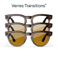 Ray-Ban | Meta Headliner (Gen 1) Glasses with AI, Photo, Video, Audio & Messaging - Warm Stone/Transitions