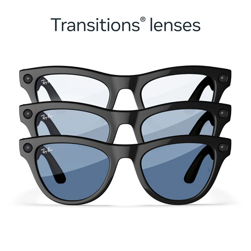 Ray-Ban | Meta Skyler Glasses with AI, Photo, Video, Audio & Messaging - Black/Cerulean Blue/Transitions