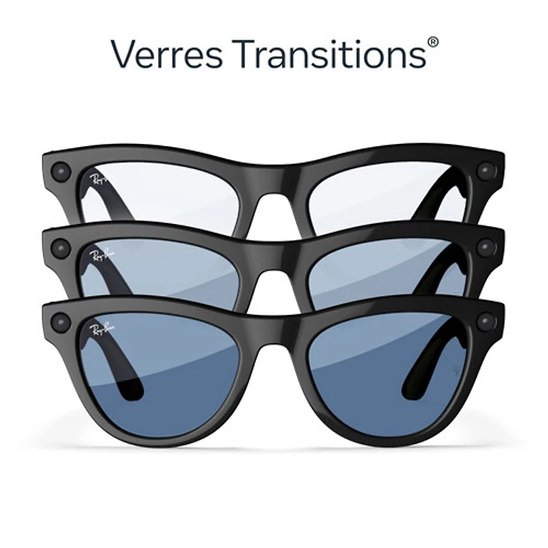 Ray-Ban | Meta Skyler Glasses with AI, Photo, Video, Audio & Messaging - Black/Cerulean Blue/Transitions