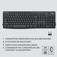 Ensemble avec clavier et souris Bluetooth MK370 de Logitech - Graphite