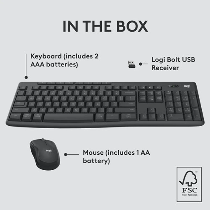 Ensemble avec clavier et souris Bluetooth MK370 de Logitech - Graphite