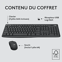 Ensemble avec clavier et souris Bluetooth MK370 de Logitech - Graphite